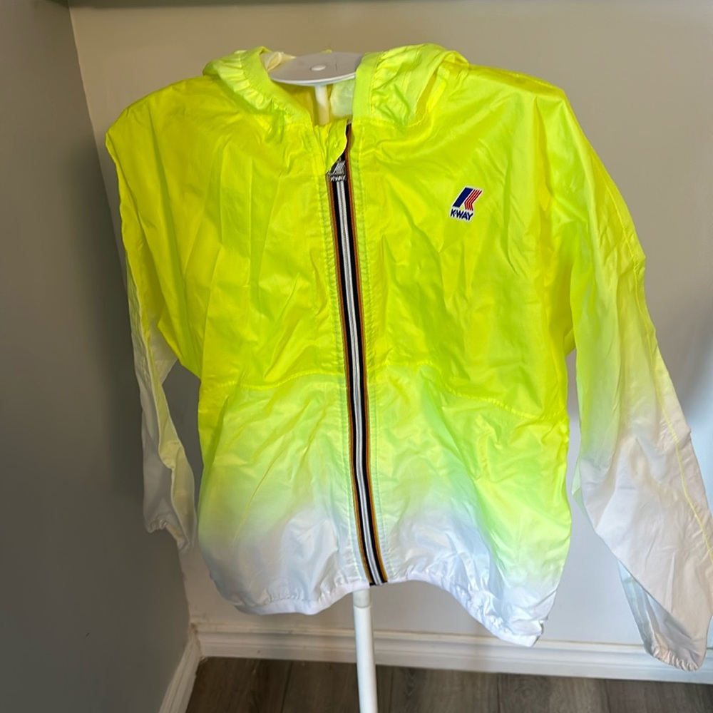 Vintage Kway size 10 years old ombré neon windbreaker (folds into the pouch.